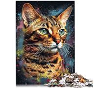 Puzzles pour Adultes 1000 pièces Le défi éducatif de la Peinture de Chat du Bengale est idéal comme Cadeau pour Toute la Famille 26x38cm
