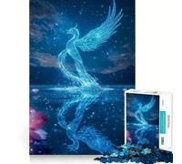 Puzzles pour Adultes 1000 pièces Le Phénix Bleu renaissant de Ses Cendres Découpe étanche Jeu de Construction Amusant et Stimulant,Loisirs créatifs,Jeu Artistique d'anniversaire (50x75cm)