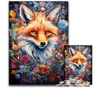 Puzzles pour Adultes 1000 pièces Le psychédélisme coloré de Flower Fox Puzzles en Bois Cadeau Parfait pour la Famille et Les Amis Convient aux âges 1000 pièces (75x50cm)