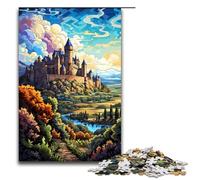 Puzzles pour Adultes 1000 pièces Le psychédélisme coloré du château de Carcassonne Décoration d'intérieur Puzzle Jouets À Offrir en Cadeau pour Toute la Famille 75x50cm