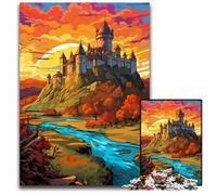 Puzzles pour Adultes 1000 pièces Le psychédélisme coloré du château de Carcassonne Puzzles pour Adultes Parfait pour Les Cadeaux d'anniversaire de Noël et d'halloween 1000 pièces (75x50cm)