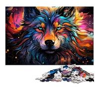 Puzzles pour Adultes 1000 pièces Le psychédélisme coloré du Loup dans Le Ciel étoilé Puzzle Une œuvre d'art pour et Adolescent de 14 Ans et Plus 1000 pièces (75x50cm)