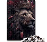 Puzzles pour Adultes 1000 pièces Le Roi Lion Noir ou Rouge pour Un Jeu éducatif, Un défi, Un Jouet idéal comme Cadeau pour Toute la Famille 50x75cm