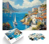 Puzzles pour Adultes 1000 pièces Le Soleil du Grec Fait de Bois，pour Les 14 Ans et Plus Interaction Parent-Enfant Cadeau éducatif d'apprentissage。Taille：50x75cm/19.6x29.5pouce