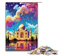 Puzzles pour Adultes 1000 pièces Le Taj Mahal est entouré d'éclaboussures De Nombreux Motifs colorés L'assemblage Aide Le Cerveau à exercer des Jouets addictifs pour cultiver la Patience 1000 pièces