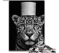 Puzzles pour Adultes 1000 pièces Léopard Jouant avec du Papier Toilette, Anti-Stress, défi Difficile, Cadeaux du Père Noël Secret pour Les 14 Ans et Plus (Taille 26x38cm)