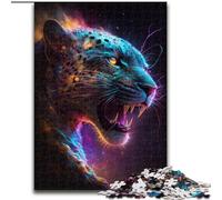 Puzzles pour Adultes 1000 pièces Léopard Noir coloré en Bois, activité Amusante à la Maison 50x75cm, activité familiale Amusante, défi cérébral, pour Les Adolescents
