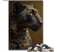 Puzzles pour Adultes 1000 pièces Léopard Noir et Or, Jouet éducatif et décompressant, idéal comme Cadeau pour Toute la Famille (Taille 26x38cm)
