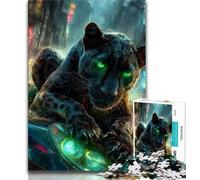 Puzzles pour Adultes 1000 pièces Léopard Noir pour Adolescents, Anti-Stress, défi Difficile, décoration d'intérieur Unique et Cadeaux (Taille 75x50cm)