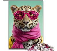 Puzzles pour Adultes 1000 pièces Léopard Portant Un Foulard, à partir de 14 Ans, décoration d'intérieur, idéal comme Cadeau pour Toute la Famille (Taille 50x75cm)