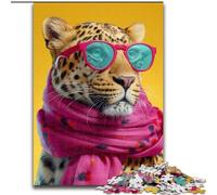 Puzzles pour Adultes 1000 pièces Léopard Portant Une écharpe Puzzles 1000 pièces pour Adultes Soirée de Jeux en Famille Expérience visuelle stimulante et enrichissante (Taille 26x38cm)