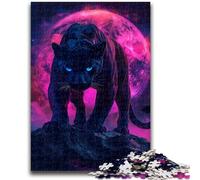 Puzzles pour Adultes 1000 pièces Léopard sous la Lune de Sang, Jeu éducatif, Jouet de défi, idéal comme Cadeau pour Toute la Famille, 50x75cm