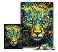 Puzzles pour Adultes 1000 pièces Léopard Vert Puzzles pour Une soirée de Jeux en Famille Amusante, œuvre d'art décorative à Faire soi-même Taille 26x38cm