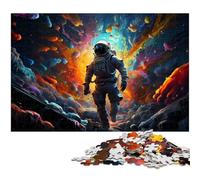 Puzzles pour Adultes 1000 pièces Les astronautes entrent dans l'univers coloré Puzzle avec Affiche et fiche de Questions réponses Assorties (1000 pièces 75 x 50 cm)