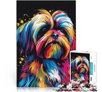 Puzzles pour Adultes 1000 pièces Lhassa Apso Dog Art Jeu intellectuel 26x38cm Anti-Stress Défi Difficile pour Les 14 Ans