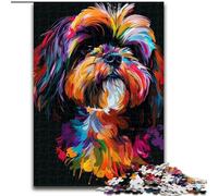 Puzzles pour Adultes 1000 pièces Lhassa Apso Dog Art Puzzle en Carton, développe la Coordination œil-Main, Parfait pour Les Cadeaux d'anniversaire 1000 pièces(26x38cm)