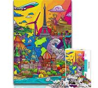 Puzzles pour Adultes 1000 pièces, lieux d'intérêt animés, 1000 pièces pour Adultes, Jouets éducatifs Anti-Stress, Cadeaux pour Amis et Famille (Taille 38x26cm)