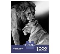 Puzzles pour Adultes 1000 Pièces Lion and Lioness in Black and White Puzzles pour Adolescents : Améliorent La Mémoire, Entraînent Le Cerveau Et La Dextérité, Cadeaux Anti-Stress 38x26cm/1000pcs