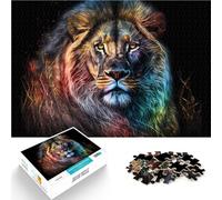 Puzzles pour Adultes 1000 pièces Lion Aquarelle néon Défi Difficile pour soulager Le Stress Interaction Parent-Enfant 38x26cm