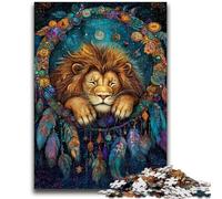 Puzzles pour Adultes 1000 pièces Lion Attrape-rêves Jeux d'activités familiales stimulants Jouet à Faire soi-même pour décoration Murale Cadeaux 50x75cm