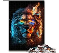 Puzzles pour Adultes 1000 pièces Lion coloré avec Lunettes Puzzle Activité familiale Amusante, défi cérébral, Cadeau Parfait pour Adolescent (Taille : 26x38cm)