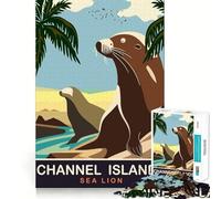 Puzzles pour Adultes 1000 pièces Lion de mer Jeu d'ajustement précis Casse-tête Cadeau Moment de détente et de Divertissement Cadeau Artistique de Noël (38x52cm)