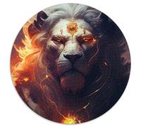 Puzzles pour Adultes 1000 pièces Lion Dieu du Tonnerre Puzzles Ronds Jeu de réflexion, Jeu Familial interactif, Convient aux 14 Ans et Plus 67,5 x 67,5 cm