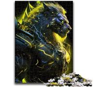 Puzzles pour Adultes 1000 pièces Lion Guerrier Jaune pour Les 14 Ans et Plus Cadeaux intéressants pour la réduction du Stress pour Les Amis et la Famille 26x38cm