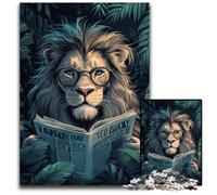 Puzzles pour Adultes 1000 pièces Lion lisant Un Journal Puzzles en Bois Jouet éducatif pour Adolescents, Décoration de Bureau à Domicile 50x75cm
