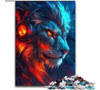 Puzzles pour Adultes 1000 pièces Lion Portant Un Casque, Aide Le Cerveau à exercer des Jouets addictifs pour cultiver la Patience Décoration Parfaite (Taille 50x75cm)