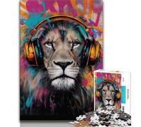 Puzzles pour Adultes 1000 pièces Lion Portant Un Casque, Jouets éducatifs et éducatifs pour la Famille, adaptés à la décoration de Bureau 75x50cm