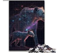 Puzzles pour Adultes 1000 pièces Lionne Nuits étoilées Puzzles Taille 50x75cm Activité familiale, Casse-tête, Décoration intérieure, Cadeau de Vacances