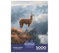 Puzzles pour Adultes 1000 Pièces Llama on Mountain Peak Puzzle pour Adultes - Jouet Anti-Stress - Cadeau d'anniversaire - Cadeau De Noël 70x50cm/1000pcs