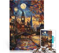 Puzzles pour Adultes 1000 pièces Londres au Clair de Lune Fabriqué en Carton pour et à partir de 14 Ans et Plus Jouets de Jeu Car C'est Un pour Toute la Famille。Taille：26x38cm