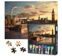 Puzzles pour adultes 1000 pièces Londres Panorama urbain Tamise Rivière Paysage Art Premium Papier Puzzle Jeu familial Jeu de réflexion difficile 70 x 50 cm