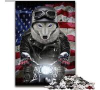 Puzzles pour Adultes 1000 pièces Loup à Moto, Jeu Stimulant, Jouets, décoration Murale, Cadeaux d'anniversaire et de Noël Uniques (Taille 50x75cm)
