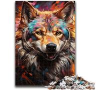 Puzzles pour Adultes 1000 pièces, Loup Animal psychédélique, Puzzle pour Adolescents, réduction du Stress, Interaction Parent-Enfant intéressante (75x50cm)