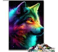 Puzzles pour Adultes 1000 pièces Loup Arc-en-Ciel Anti-Stress Défi Difficile Convient pour la décoration de Bureau 50x75cm