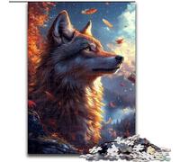 Puzzles pour Adultes 1000 pièces Loup au Coucher du Soleil, Jouets éducatifs, Anti-Stress, renforce l'amour Entre Couples (Taille 26x38cm)