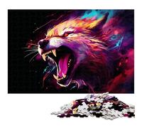 Puzzles pour Adultes 1000 pièces Loup avec la Bouche Ouverte Puzzle Une œuvre d'art pour et Adolescent de 14 Ans et Plus 1000 pièces (75x50cm)