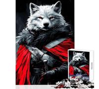 Puzzles pour Adultes 1000 pièces Loup Blanc Guerrier Jeu Pratique 1000 pièces Idée Cadeau et Jouet Idéal pour Passer Le Temps à la Maison (38x26cm)