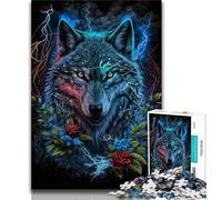 Puzzles pour Adultes 1000 pièces Loup dans la Jungle Mandala Puzzle Adulte, Jeux d'activités familiales stimulants Jouet de Bricolage pour décoration Murale de la Maison Cadeaux (Taille 38x26cm)