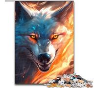 Puzzles pour Adultes 1000 pièces Loup de feu coloré en Bois, décoration Artistique DIY Parfaite ou Cadeau d'anniversaire 50x75cm Loisirs créatifs en Famille, Parfait pour Les Anniversaires