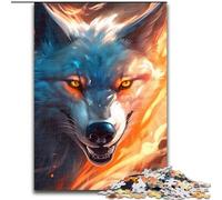 Puzzles pour Adultes 1000 pièces Loup de feu coloré Puzzle Un Casse-tête Stimulant pour Les Adolescents, Parfait pour la décoration intérieure ou comme Cadeau (Taille : 26x38cm)
