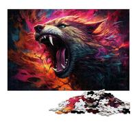 Puzzles pour Adultes 1000 pièces Loup en colère sur Une planète Sombre Puzzle découpé avec précision idéal comme Cadeau pour Toute la Famille 1000 pièces (75 x 50 cm)