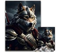 Puzzles pour Adultes 1000 pièces Loup Guerrier Armure Puzzles Animaux pour Adultes Jeux en Famille Soirée Amusante Œuvre décorative DIY 1000 pièces (38 x 26 cm)