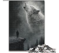 Puzzles pour Adultes 1000 pièces Loup Hurlant, Jeu Stimulant et Familial avec des pièces de Formes aléatoires entièrement emboîtables (Taille 50x75cm)