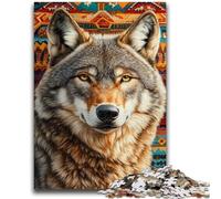 Puzzles pour Adultes 1000 pièces Loup Indien Défi d'intelligence cérébrale Jouets addictifs Cadeau d'anniversaire, Cadeaux, Art Mural 26x38cm