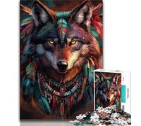 Puzzles pour Adultes 1000 pièces Loup Indien, Jeu Familial Anti-Stress, défi Difficile, renforce l'amour Entre Couples 38x26cm