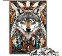 Puzzles pour Adultes 1000 pièces Loup Indien, Jeu Familial Anti-Stress, défi Difficile, Une œuvre d'art pour Les 14 Ans et Plus (Taille 50x75cm)